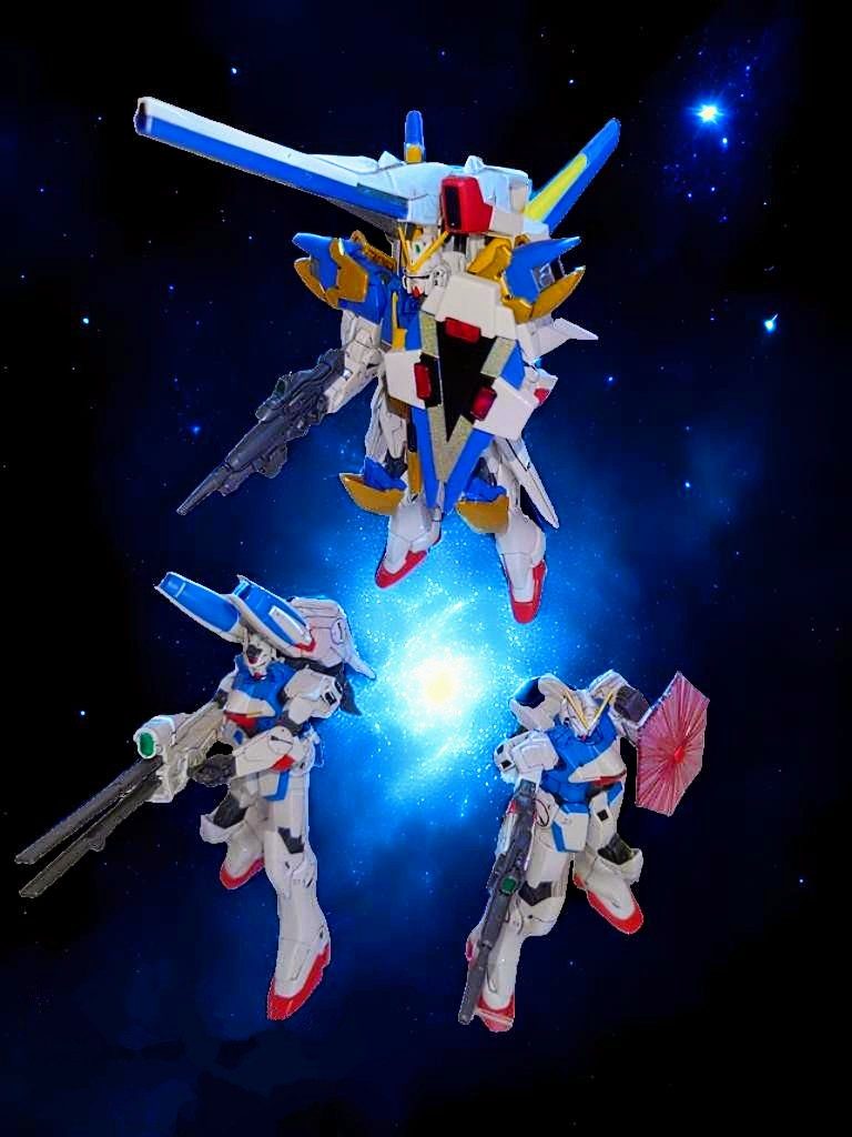 V2バスターで出撃して、戦場でシュラク隊によってアサルトパーツを装備したシーンをイメージ