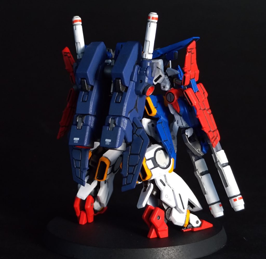 筆塗り後はアクリジョンのクリアーでコートした後にスミ入れ。(最初はコンパウンドで筆むら消せばいけるかなと思って試したけど駄目だったのでクリアー吹きました)デカール貼ってU35マットバーニッシュでトップコートして仕上げました。