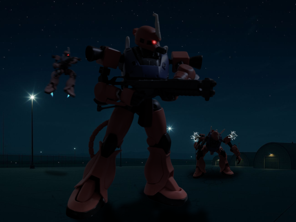 リージ「こちらスネーク1α...。ノースカロライナ、アウトポストU26に到着。敵影はなし。点灯してる。」オペレータ「了解した。全3機で、奥の倉庫から例の兵器を強奪してこい。」3人「Sir。」