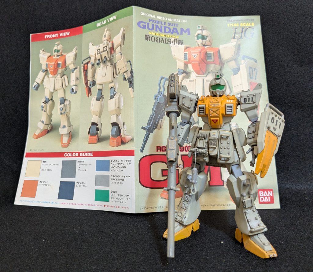 古いキットの割にカッコいいのですが……ただ足部分のアンクルガードの所が一体化していてカッコ悪いなぁとのことで足部を改造だぁ！私はガニ股が好みなので足の付け根の所に角度を変更してガニ股にしています。