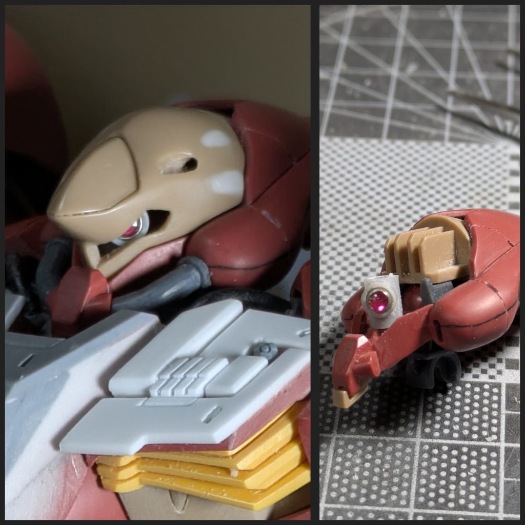 モノアイはプラパイプで左右に動かせるよう調整