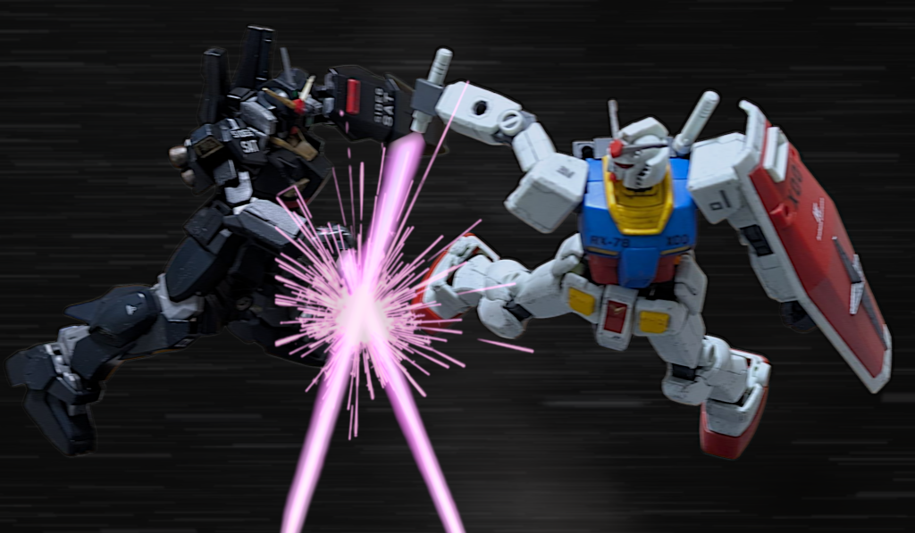 戦闘発生とΩサイコミュ起動〜UC0095.10月。10月1日。遂に謎のガンダムと軍警の戦闘がイズマコロニー付近で発生しサイド6軍警のネモ2機が撃墜。この時に軍警のネモのガンカメラおよび監視衛星の情報から謎のガンダムは失踪したX00と判明した。この事態にサイド6自治政府はガンダムMk-Ⅱを擁する特殊強襲部隊SATをイズマコロニーへ派遣。時同じくロンド・ベル隊は指揮下にある第10独立艦隊を参謀のシャリア・ブル中佐を指揮官としてイズマコロニーへ派遣する。一方でロンド・ベルより一足早く到着していたSATはX00撃墜を狙うも失敗。同隊のエースであるシイコ・スガイがあと一歩まで追い詰めたがロンド・ベルの到着による地位協定の優先権により撤退。到着したシャリア・ブル指揮下のロンド・ベル隊第10独立艦隊は強襲揚陸艦ペガサスにこの任務のために搭載していたサナリィの実験機gMS-Ωガンダムクアックスを出撃させる。この機体を操縦するエグザべ・オリベ少尉はこの任務が初の実戦で、搭載のΩサイコミュが起動しない中でX00と3度交戦。10月15日の戦闘でX00を追い詰めるも反撃により両機ともコロニーのスラム街に落下。軍警から最新鋭機の存在を隠すためクアックスをエグザべはコロニー外壁へ隠すも違法MSを追って現れた軍警のネモに発見される。その際にエグザべは機外に出ていたため偶然軍警から追われていたアマテ・ユズリハに機体を奪われてしまうもそこでΩサイコミュが起動。なし崩し的にネモ2機を撃墜し逃亡する。なお、エグザべは直後に軍警に逮捕されるも地位協定により釈放されている。