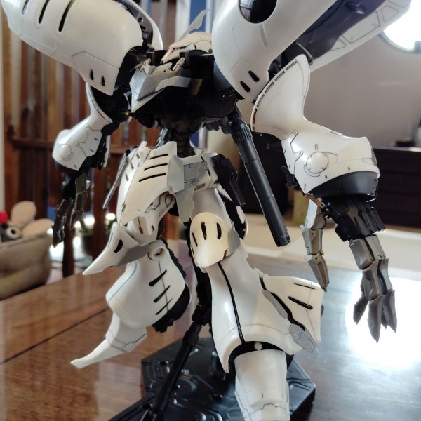 閲覧ありがとうございます!先日のキュベレイダムドの続きです!モチベーションを保つため、組み上げてみました大きいのでフレームに収まらないですが、これはカッコいいです!古くなっているのでポロリが多いです調整して、ちゃんとポーズを取れるようにしようと思います今日はここまでです（2枚目）