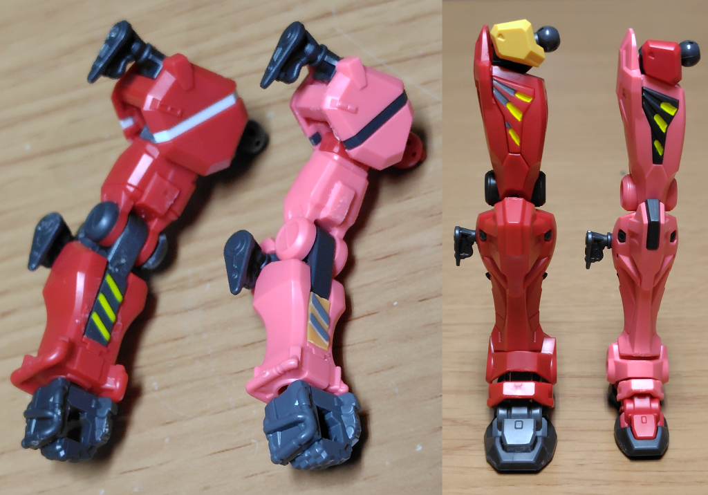 ガンキャノンの胴体にガンダムの四肢を移植し白兵戦に対応とあるが、実際の赤いガンダムとは四肢が太い新規造形である。