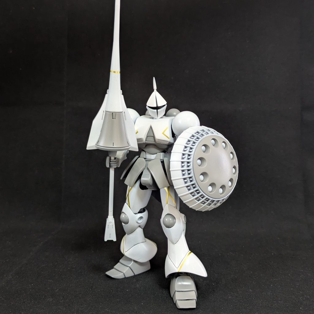 ハクジ風のランスはジャンクのガンダムキマリスより拝借。シールドは再販されたヴァリアブルポッドのものです。