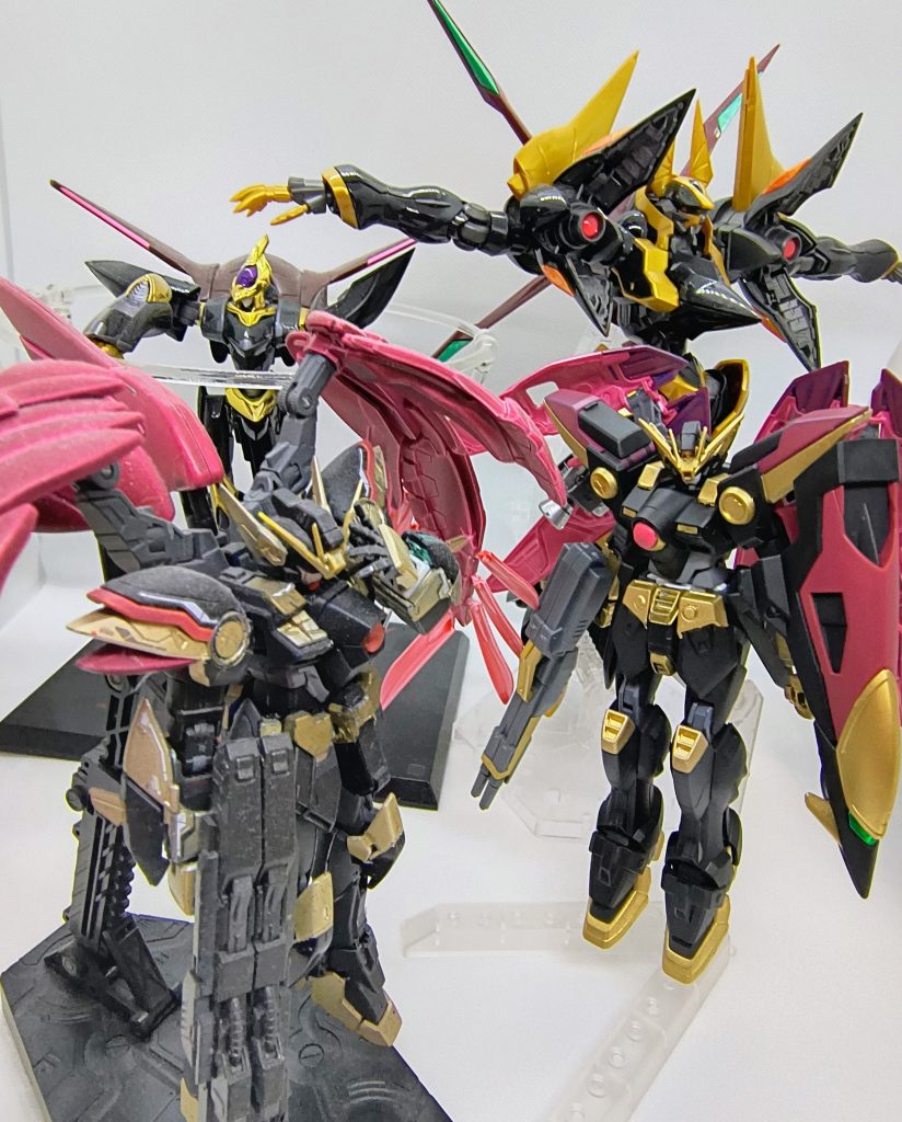 HG ガウェイン、RG ウイングガンダムゼロリベリオン、METALROBOT魂 蜃気楼と撮影やっぱりルルーシュ(黒の騎士団)の専用カラーは厨二で文句無しにかっこいい