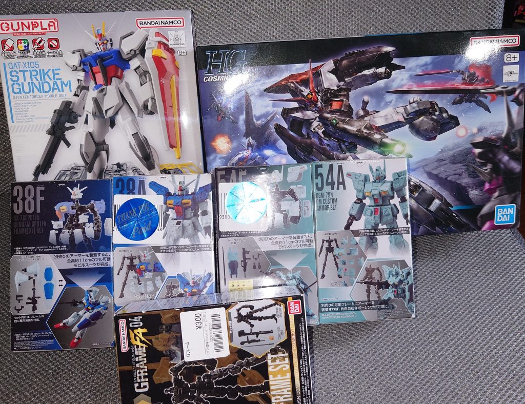 作品名：昨日の戦利品<p>　暑いですねぇ ムラサメ改（HGCE） ストライクガンダム（EG）　ガンダムフルバーニアン（Gフレーム）　ジムカスタム（GフレームFA）　百式のフレーム（GフレームFA）　秋葉原のオタチュウさんには、いつもお世話になりま […]</p>