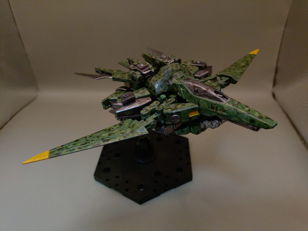 ◯試作WR形態飛行形態。大気にのる事を想定した、戦闘機にかなりよったビジュアルになっている。高速移動と被弾の軽減を目的としており、現状において一番最速な機体になります。 