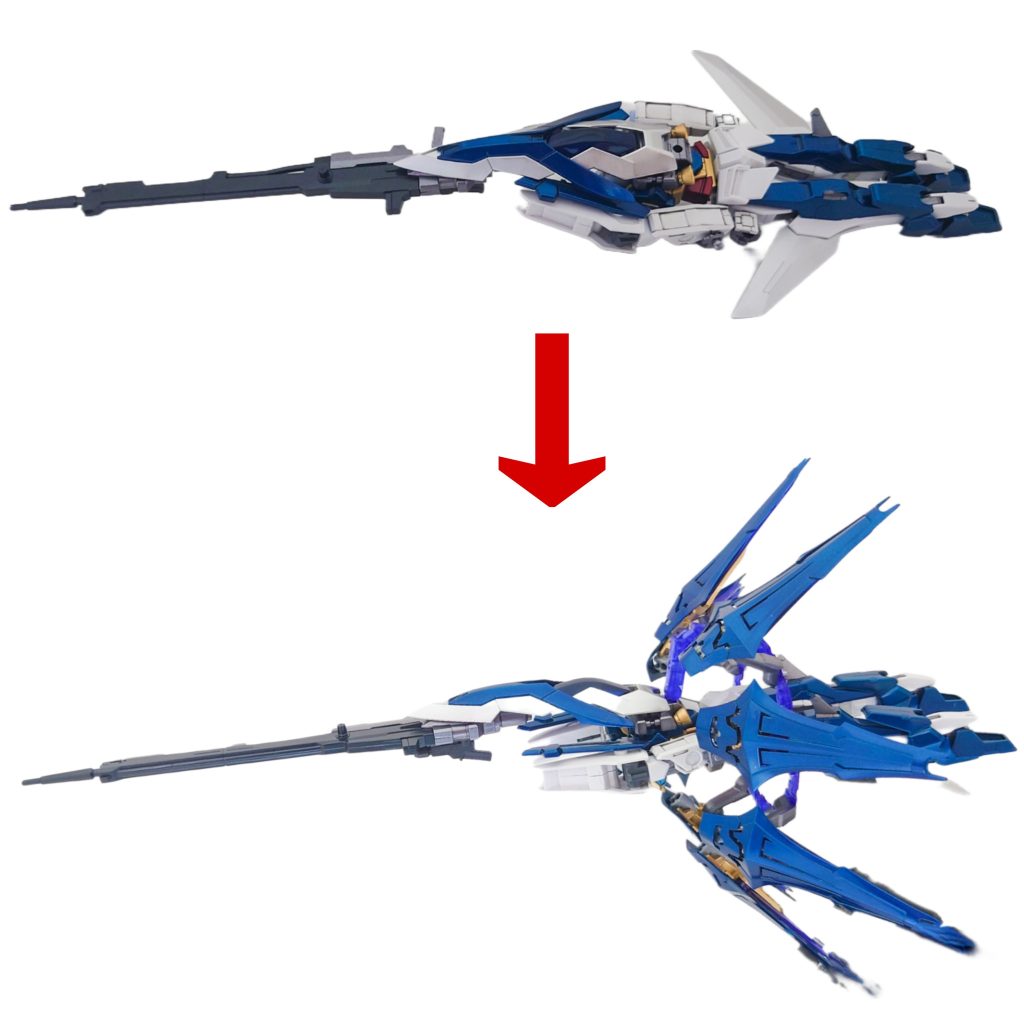 そして、MAへの変形(バード形態)バックパックは着脱可能で、バックパック無しでもMA形態に変形できます。