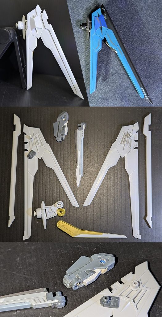 本体はそこまでの難はなく改造できましたが、マイティーからの翼の非可動化,小翼(金色)の移設、バラエーナの形状,可動,長さ,翼との接続位置、だいぶ時間がかかりました