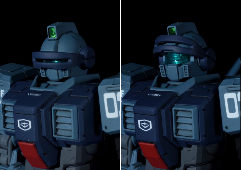 接近戦時に名カメラを保護するバイザーを装備。インターセプトカスタムのバイザーを加工して移植しています。また、磁石で開閉が可能です。