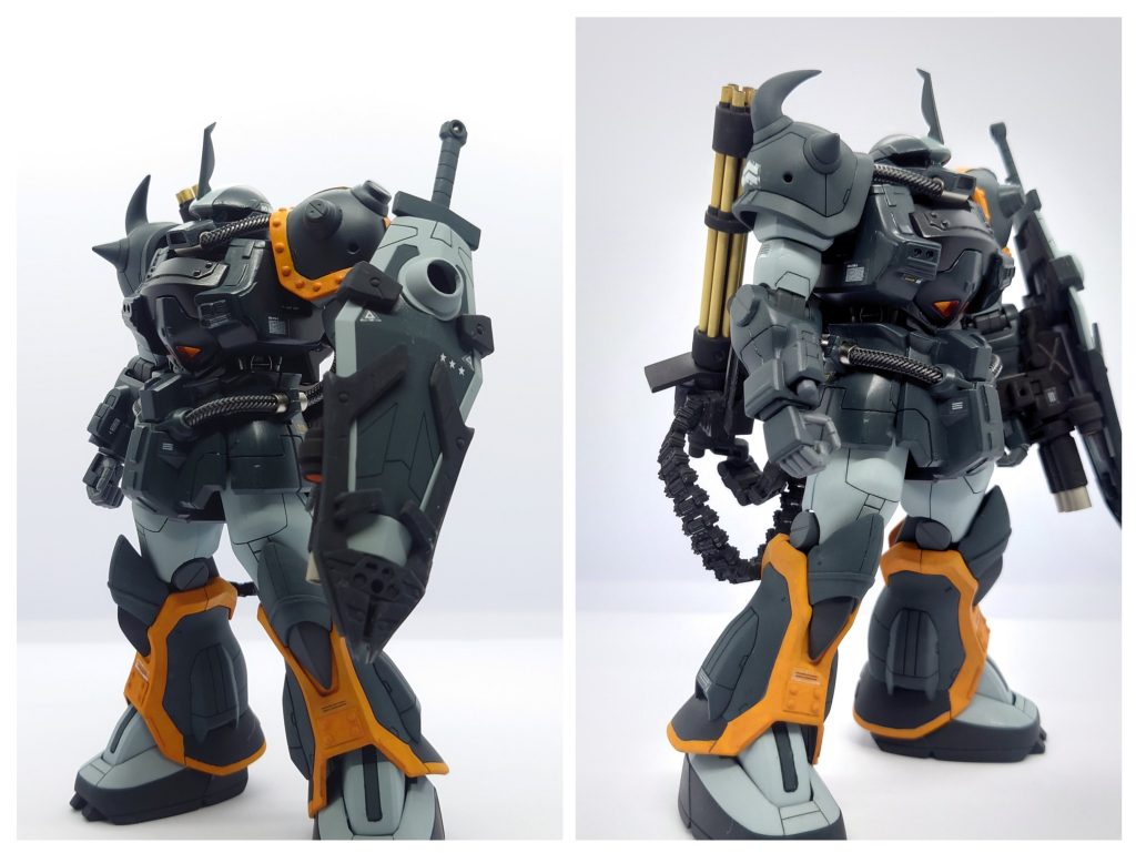 最初からダーク系の色+差し色にしようとしたから配色は満足してるけど、オレンジイエローのムラがすごい…アクリジョンのオレンジとかってやたら水っぽくない?誰か上手な筆塗りのやり方を教えてください😵備忘録:本体はネイビーブルーと部分的にジャーマングレー( こんな見分けつかないと思わなかった)太ももなどはエアクラフトグレーバックパック、ガトリングなどはメタルブラック