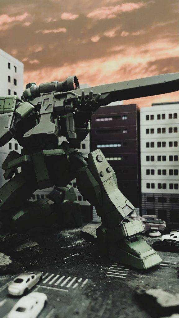 夕焼けをバックに。