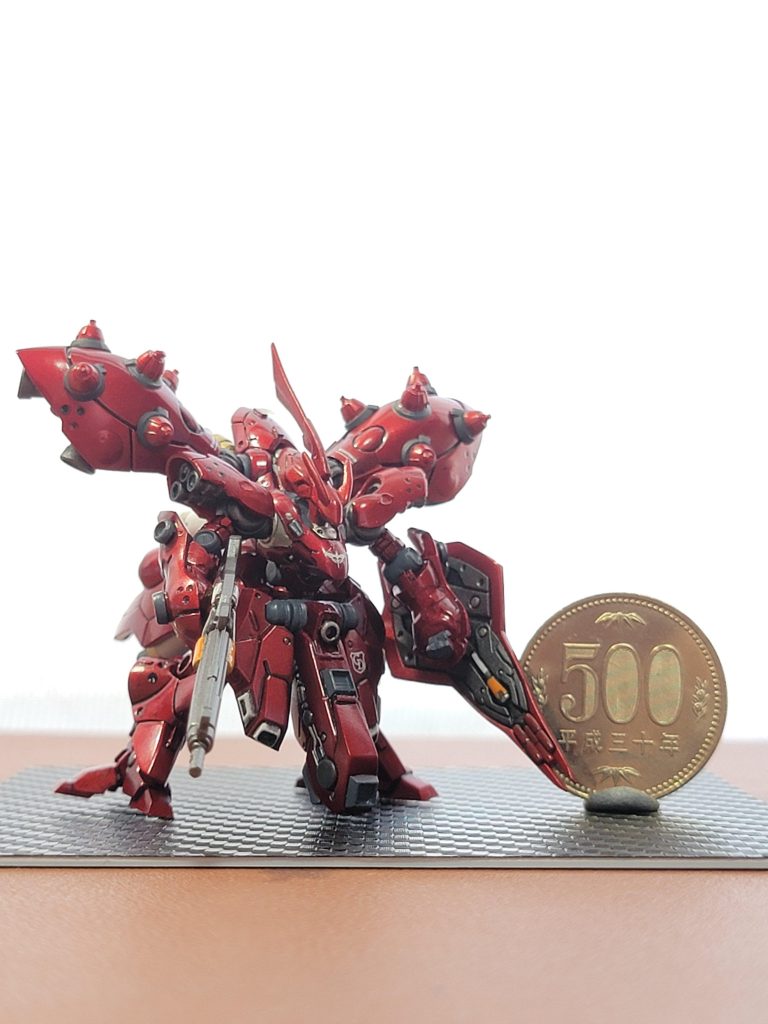 エアブラシでキャンディレッドに筆塗りで部分塗装しました