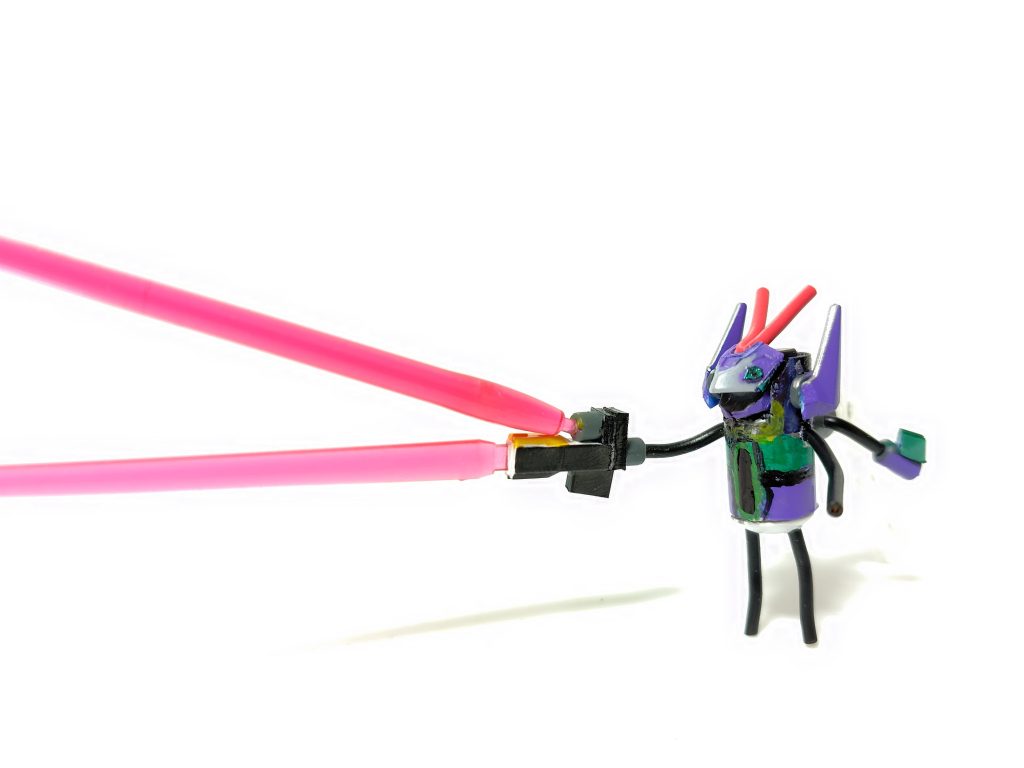 銃口とスコープからビームが出ます