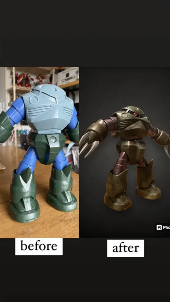 HGとの比較。ほぼ同じようなカラーで塗れました。