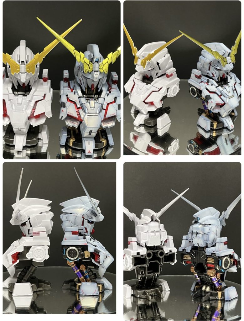 胸部合わせ目消し　パーツ分割位置変更　胸部上肩の部分にサイコフレーム追加　フィン追加等