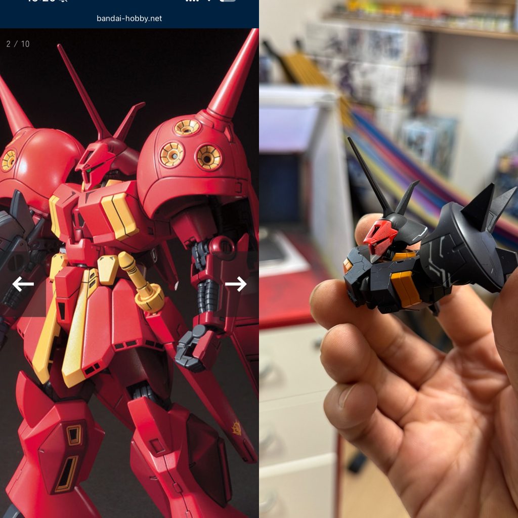 ビフォーアフターの画像顎先も、よりシャープさを出す為一度削り落とし新しく作り直しました。胸部の出方も満足にいきました。ボディカラーリングはフロストマットブラック。