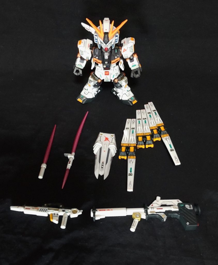 最後は、武装を並べてモビリティジョイントのHWSとサザビーも積んでいますが、RGのHWS化のコンセプトも固まってきましたし、パーツも揃ってきたのでボチボチと進めていきたいと思います。出オチに近いのでコソコソと進めていきます😄。最後まで見て頂きありがとうございました。