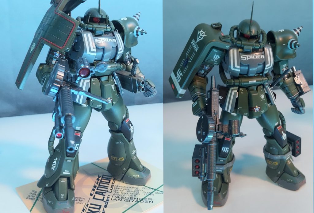 ハーフキャノンとJ型マシンガンゎレジンの1/100ザクスナに付いてたレーザーポインター付きのマシンガンを製作