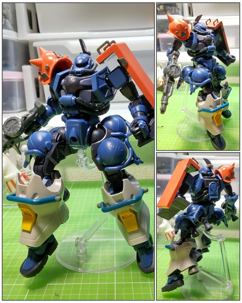 ほぼ最終形、とさかがベータ版ですな。膝のガードはランナーの一部切り取り両端に突起物付けただけ。軸太らせマーカーで粘着力と厚み付けて挟み込んで装着させてるだけです。