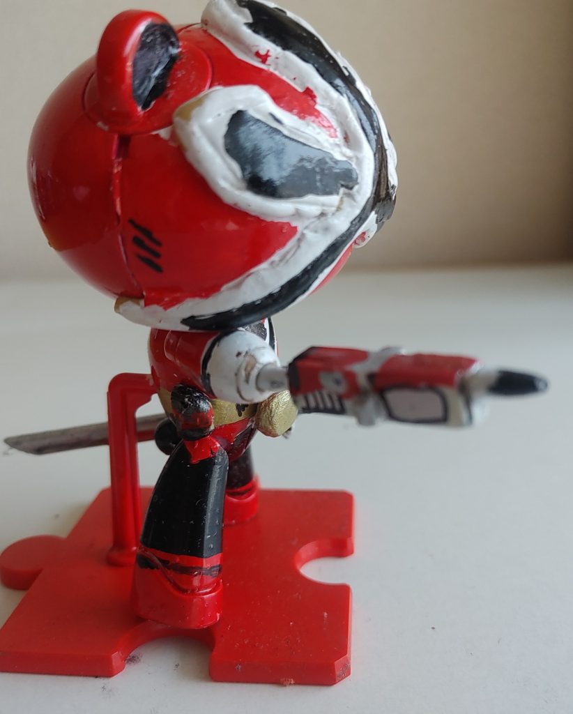 変身アイテム？ショドウフォン(筆モード)本体はプラ板の積層で、持ち手や筆先などは、ランナー。