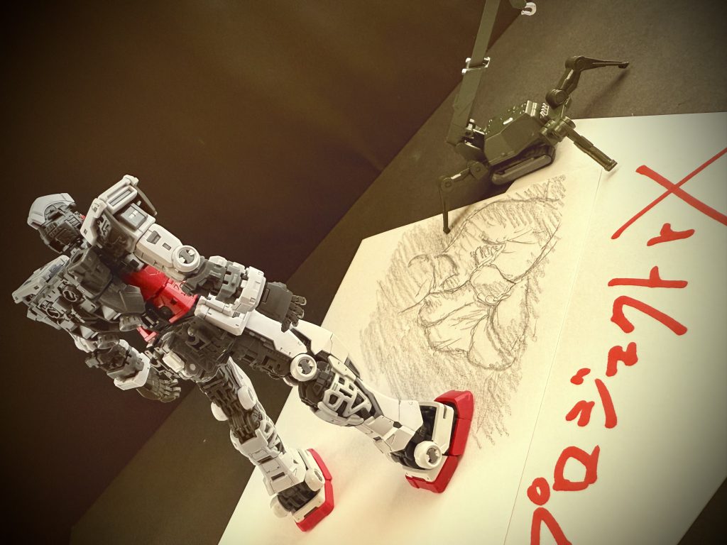 …と、いうことで、0140年代(Vガンダムの頃?)あたりに放送された番組といった感じでやってみた。提供は多分アナハイム。設定なんかは大分でっち上げている(酒を飲みながら考えたので当然だ)ので、公式の設定とは一切関係無いことを明記しておきます。…まあ、気になっていた、いろんなグレードで出ているジム(RGM-79)のプラモデルの腰フロントアーマーの形状の違いに対する考えを、内容にうまく組み込んででっち上げれたので自分としては大変満足している。