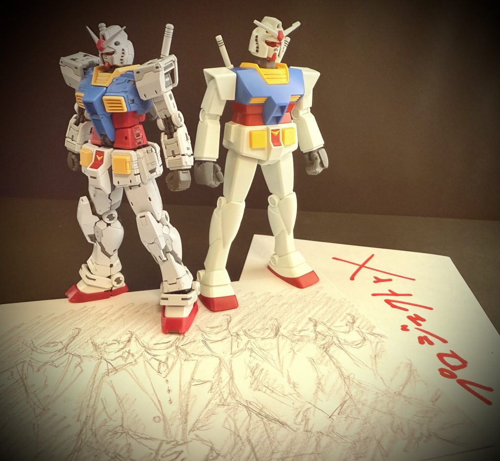 〜♪〜〜♪〜 一年戦争後、ラボは解体。バラバラになった男達。 始め、巨大なシールドに耐熱タイルを貼り付けることを提案した男は、0087年、参加していた反地球連邦運動(A・E・U・G)内で、同じく参加していたエゥーゴ少年兵のアイデアを基に、新しいサブフライトユニット。フライングアーマーの開発に関わると、その後に続くエゥーゴのフラッグシップとなる、新可変MSのプロジェクトメンバーとして名を連ねることになる。 耐熱フィルムの開発に心血を注ぎ。MS単体での大気圏突入という偉業を成し遂げる中心となった男は、ラボ解体後、様々な職を転々としたが、終わらない戦争に、荒んでいく地球圏の惨状に見切りをつけ、家族と共に木星へと旅立つ。木星圏での事業に成功した男は、ある分野で大きな業績を上げた。…その後、男の開発した技術は、思想は、様々な人に、事業に伝わっていった。その技術は近年、地球から遠く離れた、木星圏で、「ビームを弾く布状の装備品」として…。 プロジェクトrX〜暗闇から青い空へ!大気圏突入、男達が見上げた先にあるものは!〜 語り トーモロ・タグチ