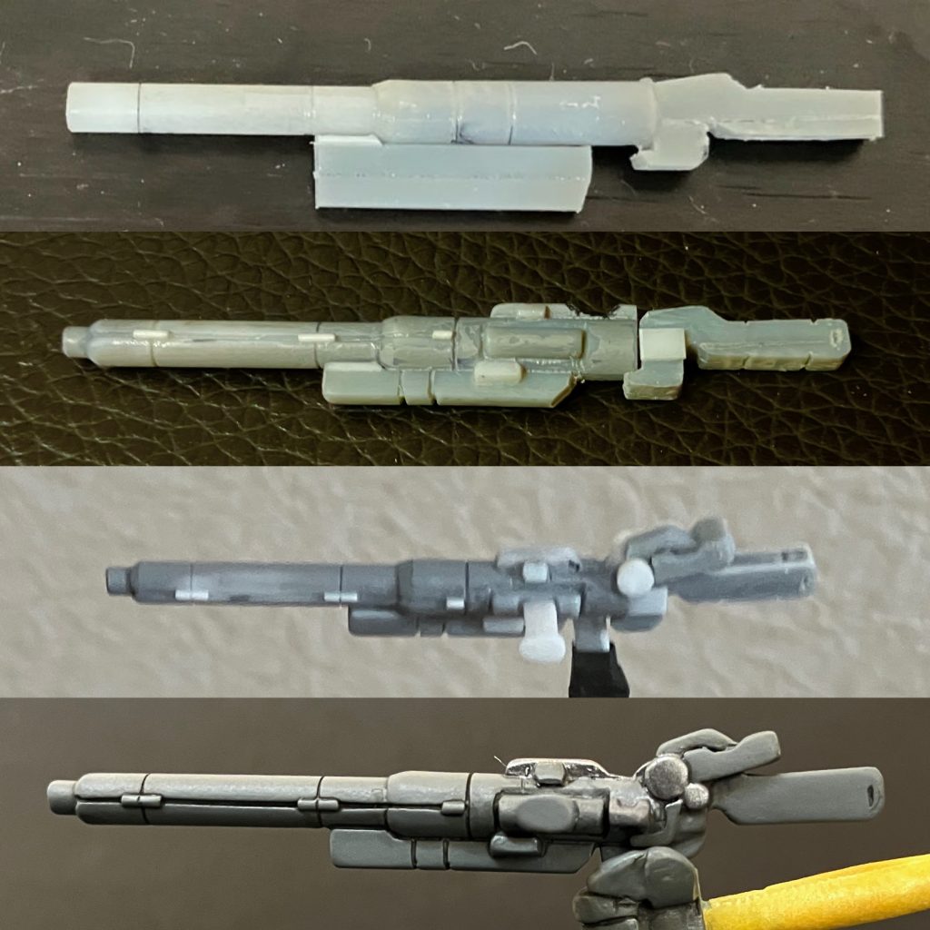 ライフルはプラ棒、プラ板、プラパイプでフルスクラッチ