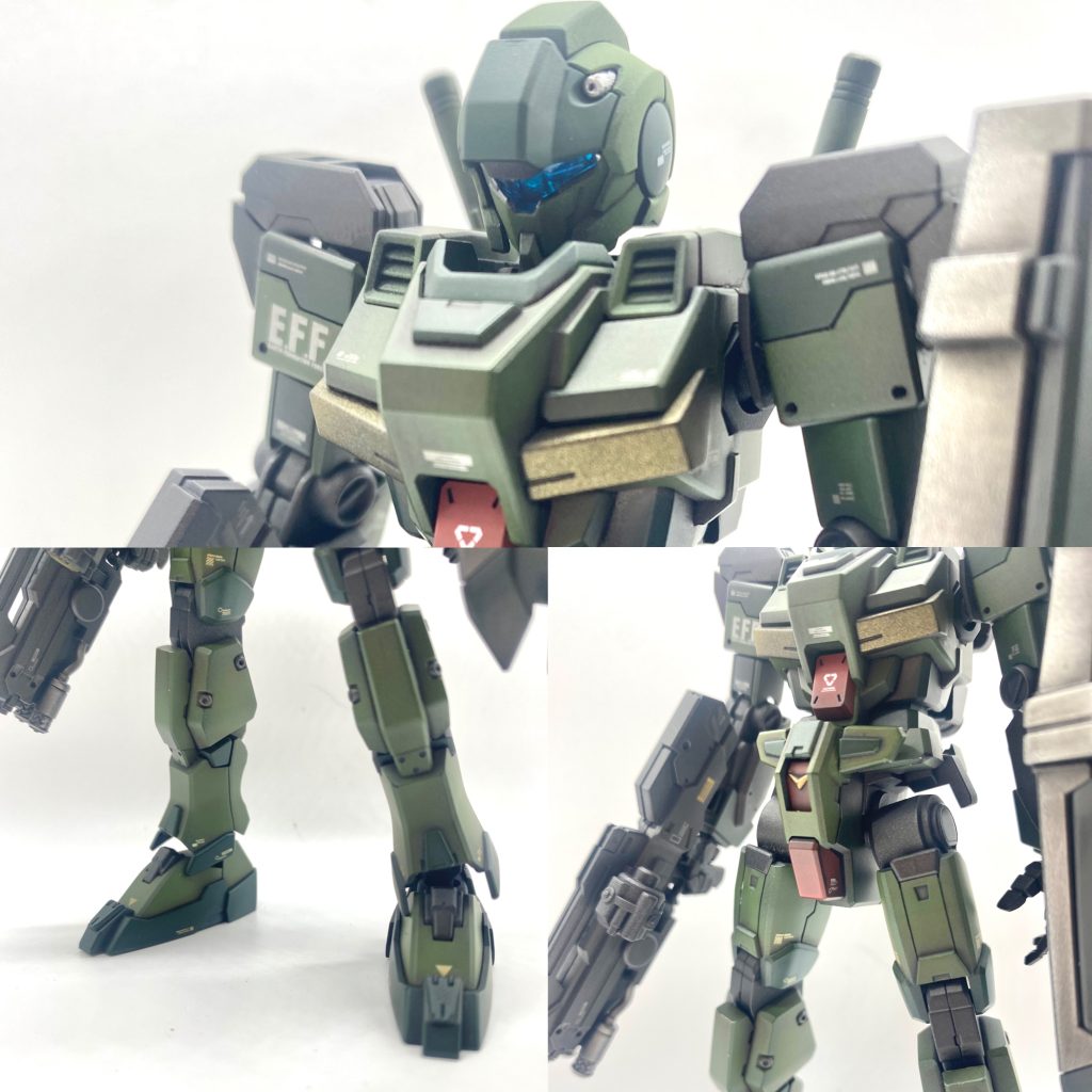 各所のアップ写真。チマチマと分かりづらい色分けをしました。肩もスジ彫りして、色分けしてみましたが、アーマーを装着すると当たり前に見えなくなる…  んですが、見えない所まで手をつける完全に自己満です笑