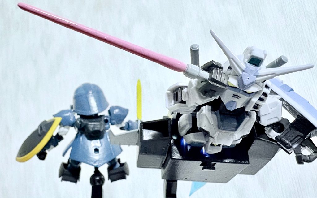 作品名：G3ガンダムMAモード　アナザーショット<p>機能投稿したGアーマーPart.2のアナザーショットです。 本当はアクトザクではなく、ザクレロにしたかったのですが未所持のため泣く泣くアクトザクにやられ役をやらせました。 ザクレロ欲しいな～(zaku-kao9)ザクレロ</p>