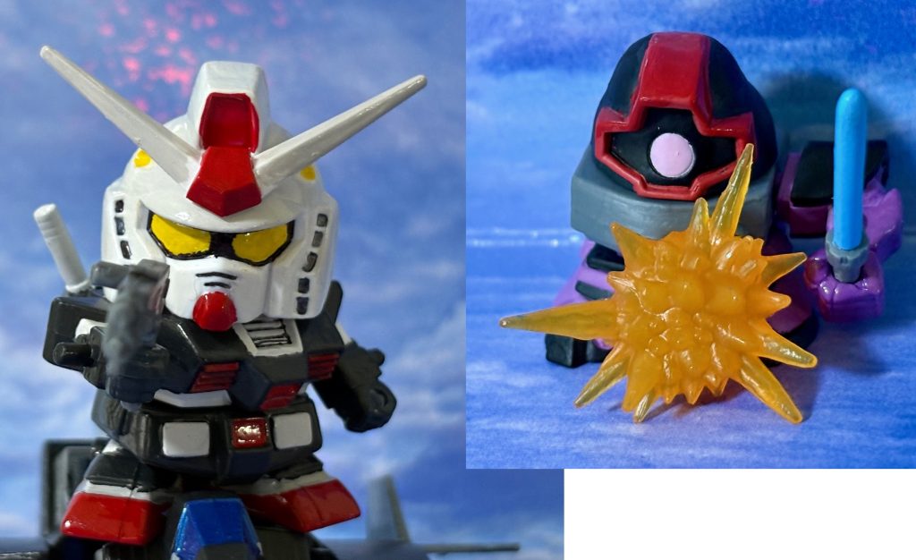 タカの正確な射撃がガイアのドムを撃ち抜いていく。