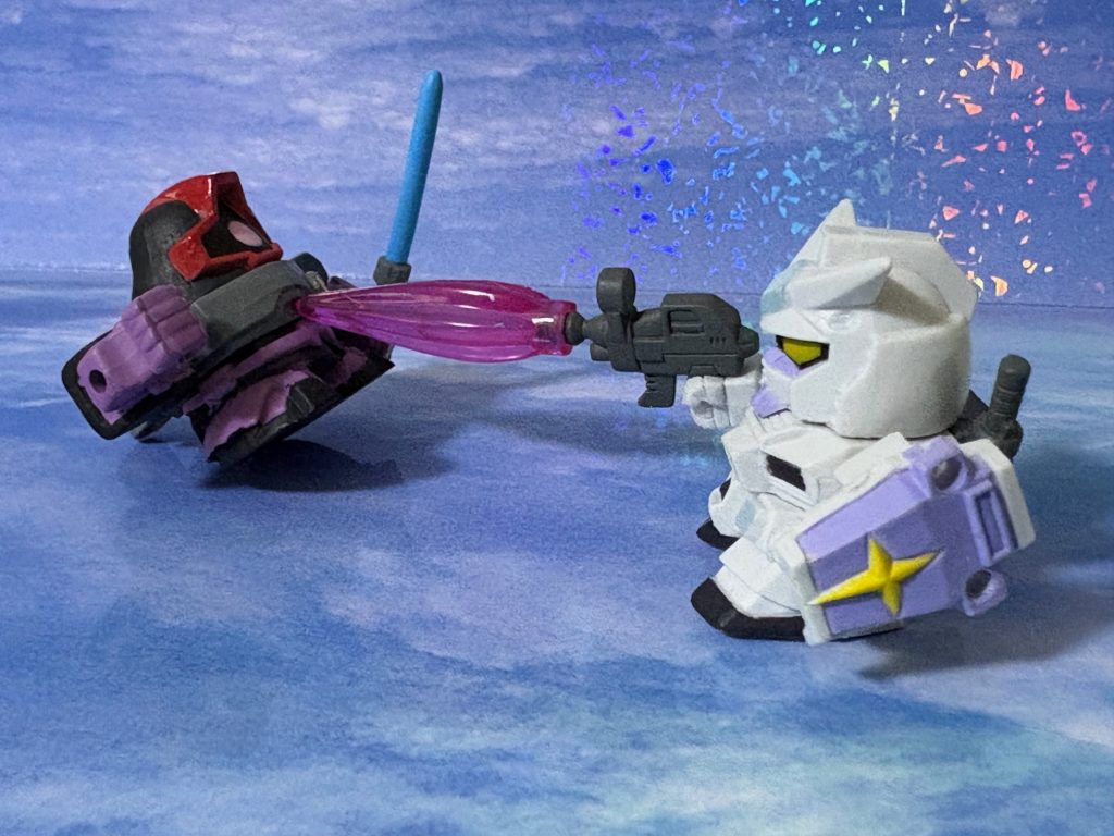 ちなみにオルテガのドムはユージのガンダムがきちんと倒していた。(黒い三連星ファンの皆様、彼らをタカとユージの引き立て役にして申し訳ございません🙇誤解のないよう言いますが小生も黒い三連星が大好きなので、次は彼らをメインにした作品で三連星を輝かせます✨)  