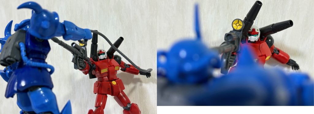 「あぶ刑事ガンダム」でもガンキャノンは活躍しており、史実と異なりサイド3まで生き延びている。特に目覚ましい活躍をしたのはランバ・ラルのグフ部隊を相手にカイとハヤトのキャノンがガンダムに負けじと複数のグフを撃破していた。