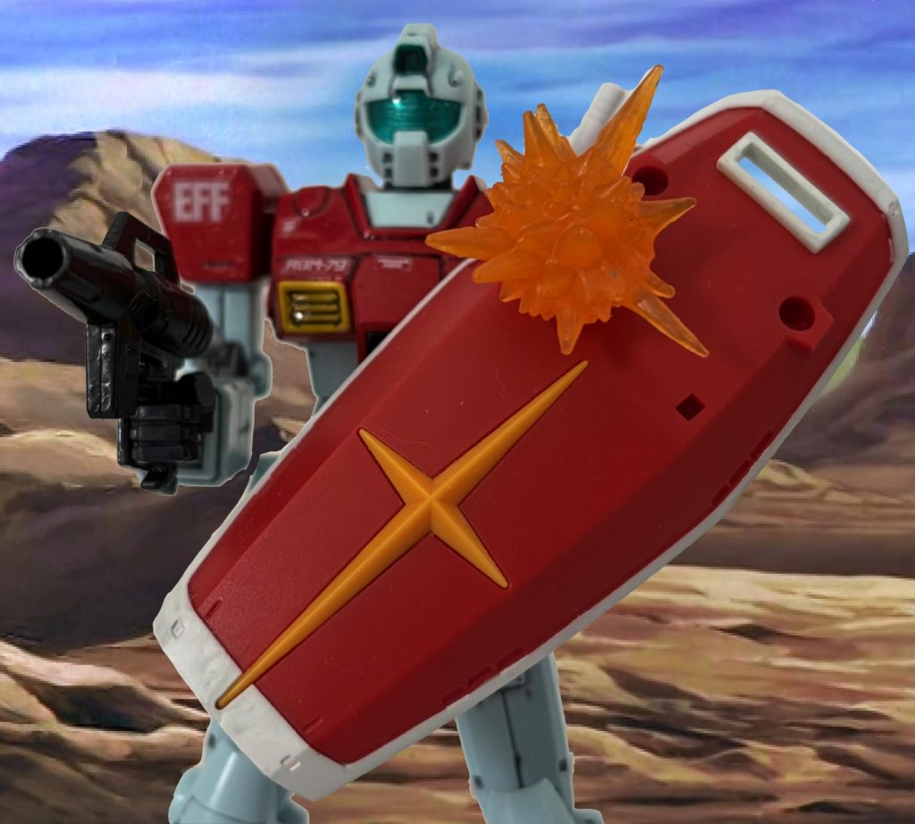 グフのマシンガンを軽くいなすエトゥルのGM。