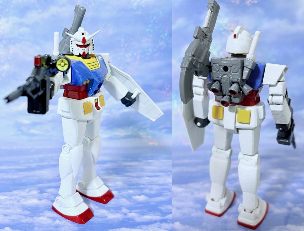 ビームライフルとショルダーキャノン、バックパックはオリジンGMから流用。武骨な感じがいい。