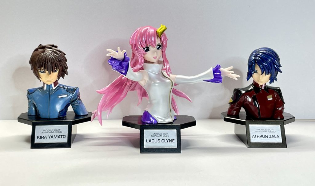 キラ、ラクス、アスランの3ショット完成！ラクスが加わると、全体の雰囲気が一気に華やぎますね。男性キャラの凛々しさに、女子キャラの柔らかさが加わって、バランスも抜群です🎨 