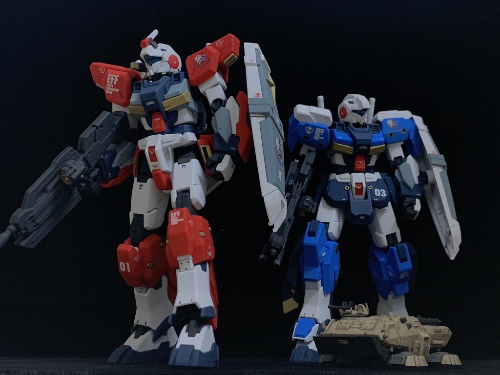 最後は移動中のファントムスイープ隊で〆。ホバートラックもいるとより雰囲気が出ていい感じです。ご覧いただきありがとうございました。カラーレシピ:ゴールド部:ガンダムマーカーゴールド武装・関節部:ファレホプライマージャーマンパンツァーグレー手甲:ファレホメカプライマーアイボリー→ファレホメカカラーオフホワイト