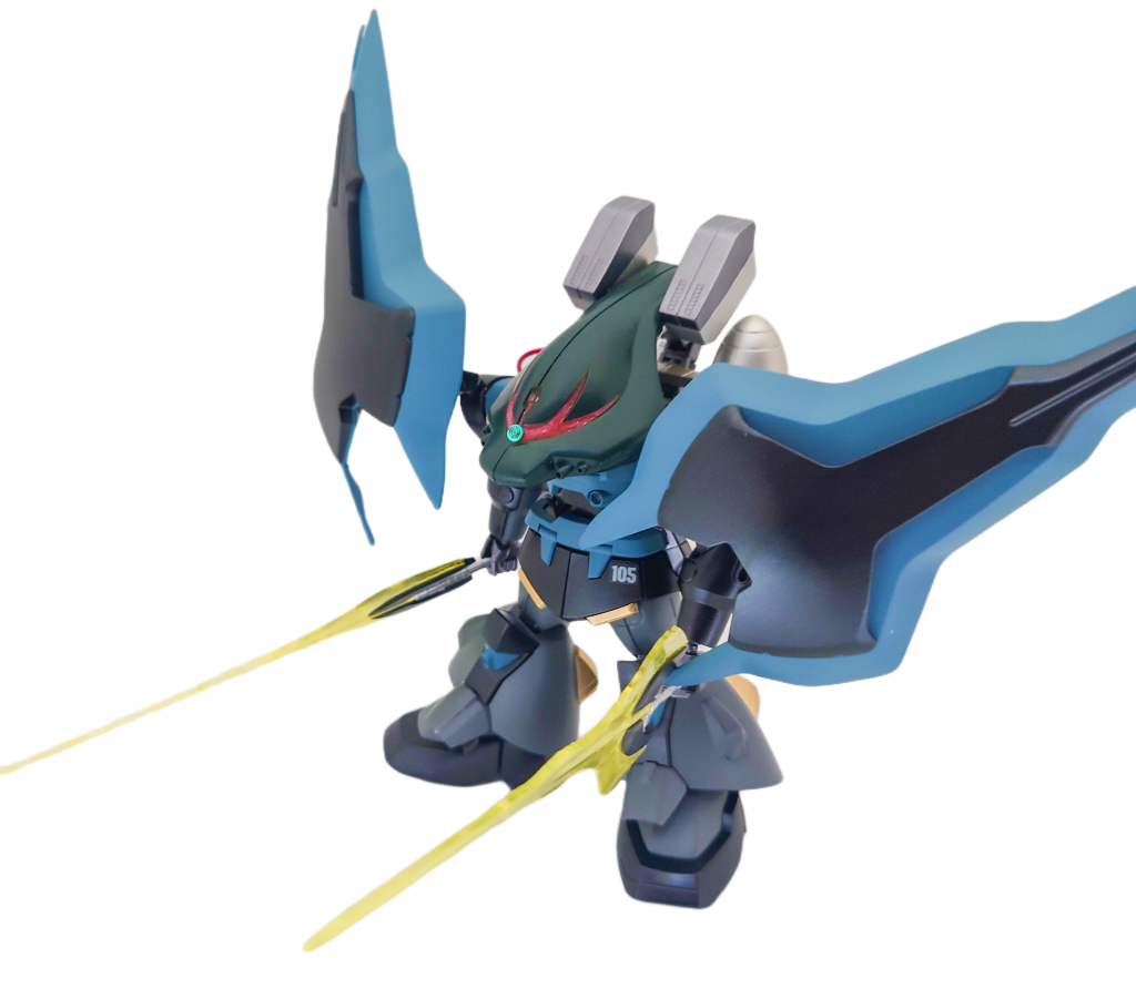 シールドの内側に内蔵されたビームサーベルを装備し、硬い装甲で突撃する高速強襲形態でフォビドゥンガンダムを参考に仕上げてみました。