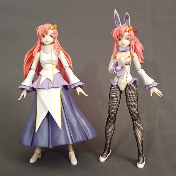 本編8枚目の製作中画像を編集したので改めまして(閲覧済またはお腹いっぱいの方申し訳ございません^^;)30MSレッグへのコダワリはさておき、それとは別にラクス元キットの脚部も付くようにちょっと弄ってみましたラクスキット太ももパーツ下半分は30MS基部と合体させた時それなりに短くなるので延長しつつ調整座りポーズをより自然な感じにできたと同時に元キットとの身長差も縮まりました(о´∀`о)（2枚目）