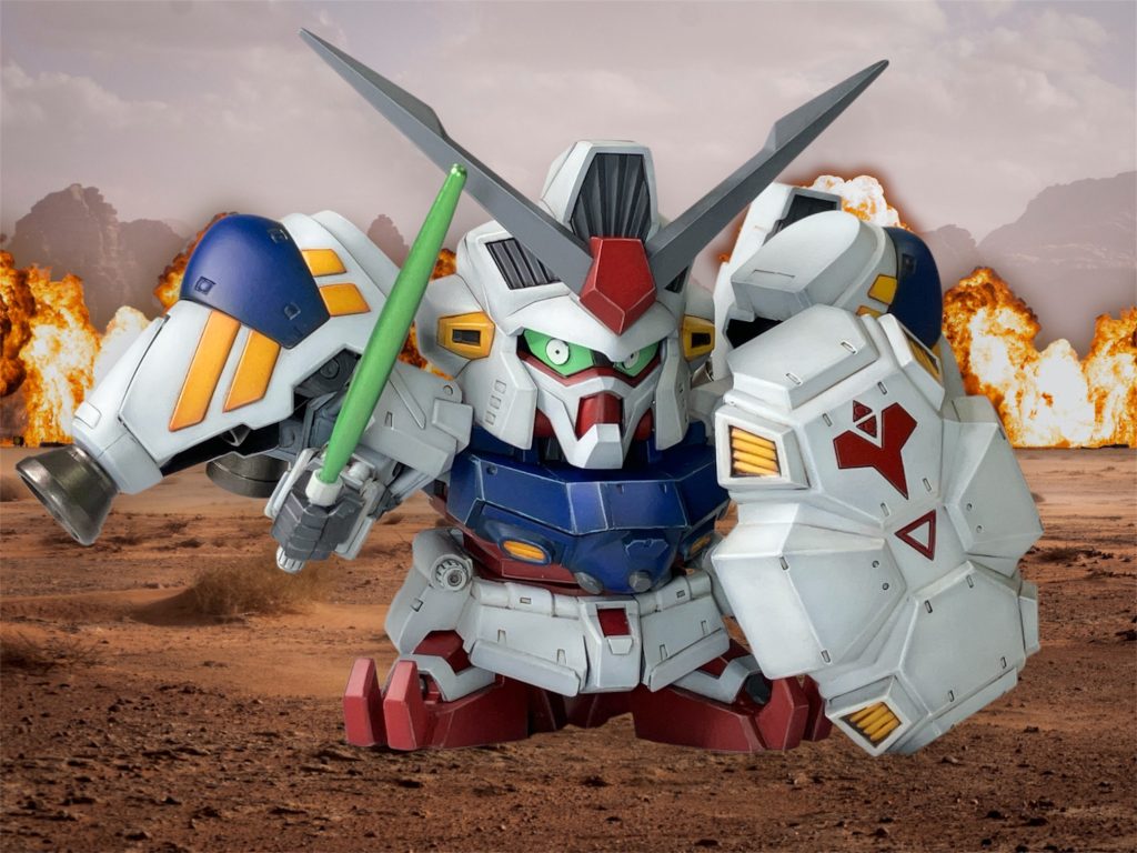 比較的古めながらも、元キットの出来はすごく良いもので、なんならSDでも上位に来るのではないかと思います。稼働に関しては、ずんぐり体系で装備がでかいのでへたれ易く、ポージングに苦労しました。瞳あり、瞳なし、皆様はどちらが好きですか?