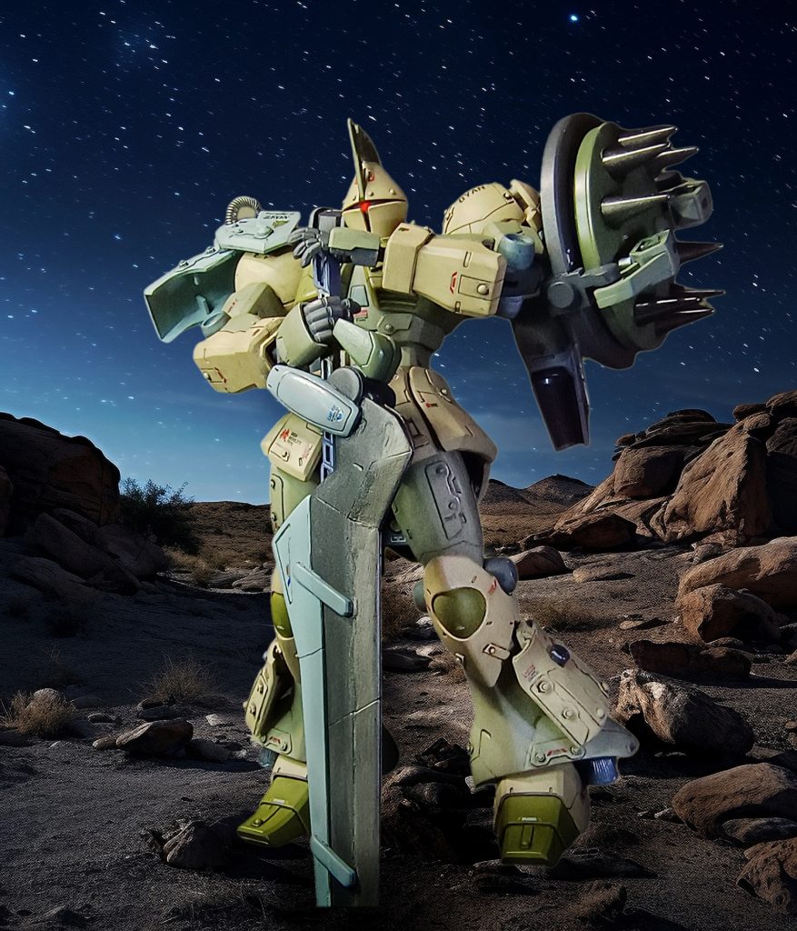 頭にアイスラッガーを付けて、フライトユニットを装着したら、トールギスっぽくなったので、それっぽいポーズをw(ドーバーガンの代わり)