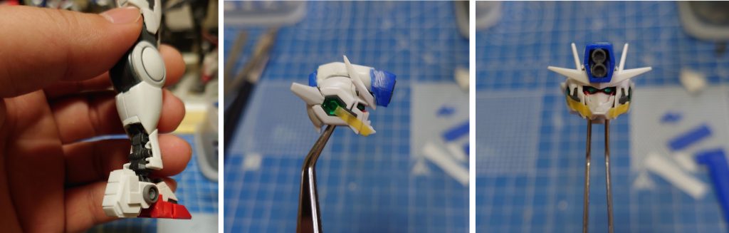 ボツ案、ローラーダッシュ的なことをさせたくてエステバリスよろしく踵にキャタピラを付けようとしたけれど、うまいこと付けられなくて断念、、、頭部はコマンドクアンタ味を出そうと試行錯誤した結果リーゼントになったので敢え無くボツに、、、