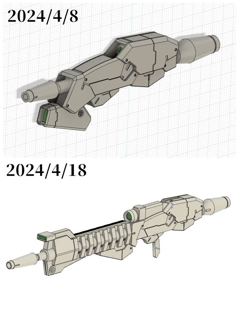 ■おまけ/モデリングゲルググメナースのレールガン作成でトライアンドエラーをしたおかげで、何とか期限内に完成しました