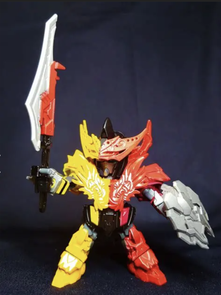 ジュランソードは盾と一緒に背中に懸架可能。体は真っ二つに分離はさすがにできませんw