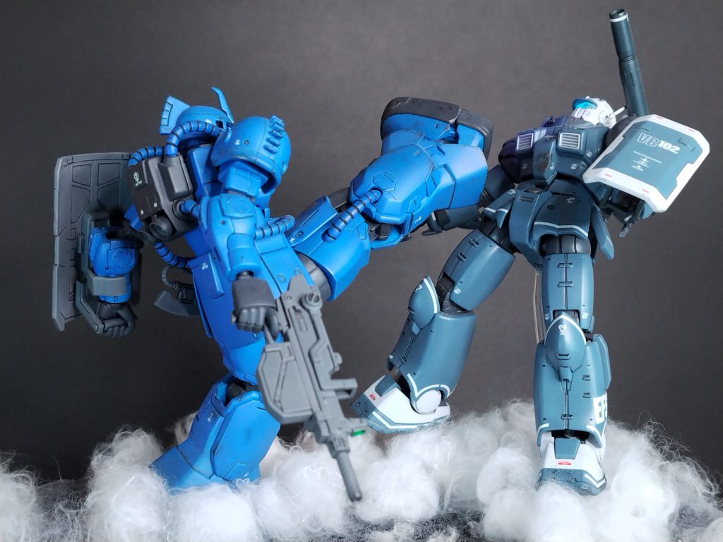 以上、最後まで閲覧いただき、ありがとうございます。THE ORIGINでは、ガンキャノンとジムの立場が、完全に逆転しており「あれ、ガンキャノンってこんな弱いの?」と、ガンキャノンの扱いに驚きました。今回は、背景が少ないジオラマでしたが、作業時間はかなりかかりました。今回は似たような写真ばかりで、ごめんなさい。今後も「作品を見て印象に残ったシーン」をジオラマ化して作っていきたいなあ…と思います。