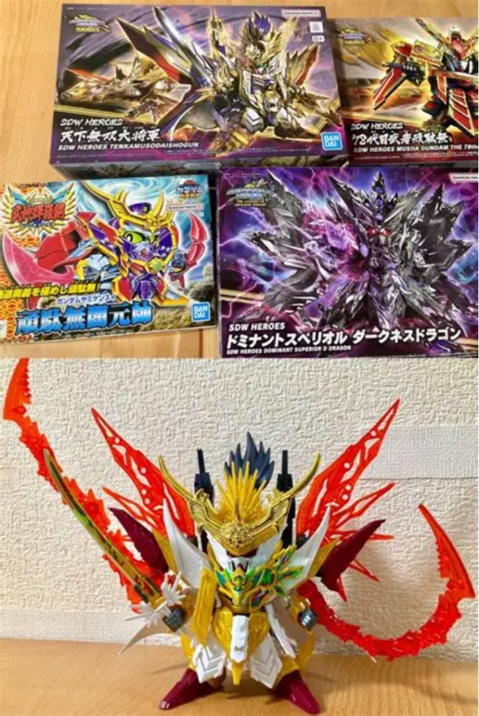 個人的に朧武将に関しては、輝羅鋼物語の第1話公開以来ずっと何かしら作りたい題材だったので、今回ヒーローズ最新キットの天下無双大将軍＆輝羅鋼パーツを存分に用いて、令和の闇元帥としてモチーフ製作する事が出来てとても楽しかったです。以上、閲覧頂きありがとうございました。