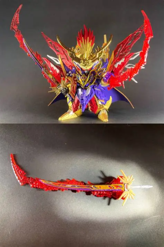 【邪輝丸】天下無双闇元帥が佩く妖刀。輝羅鋼の絶大なエネルギーで増幅した闇の力によって顕現した架空の魔剣であり、ムシャワールドの人々の集合意識に存在する伝説的名刀・武輝丸の霊力を反転した写し刀。邪悪に妖しく輝く刀身から繰り出される渾身の一閃は、称して「覇道奥義・燬灼邪龍穿」！