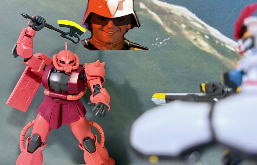 UC0085年、ルナツー宙域に突如現れた「赤いザク」は数機のGMⅡを蹴散らしながら、シャリア・ブルらが乗ったペガサス級強襲揚陸艦「ソドン」に急接近。そこでソドンは艦載機である新型モビルスーツ「ジークアクス」を出撃させた。