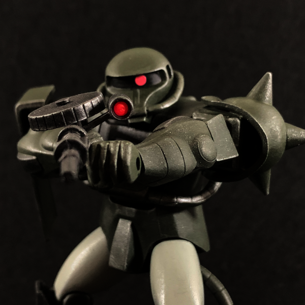 旧キット量産型ザクをマシンガン構えポーズ固定改造からの大河原ザクカラー塗装。